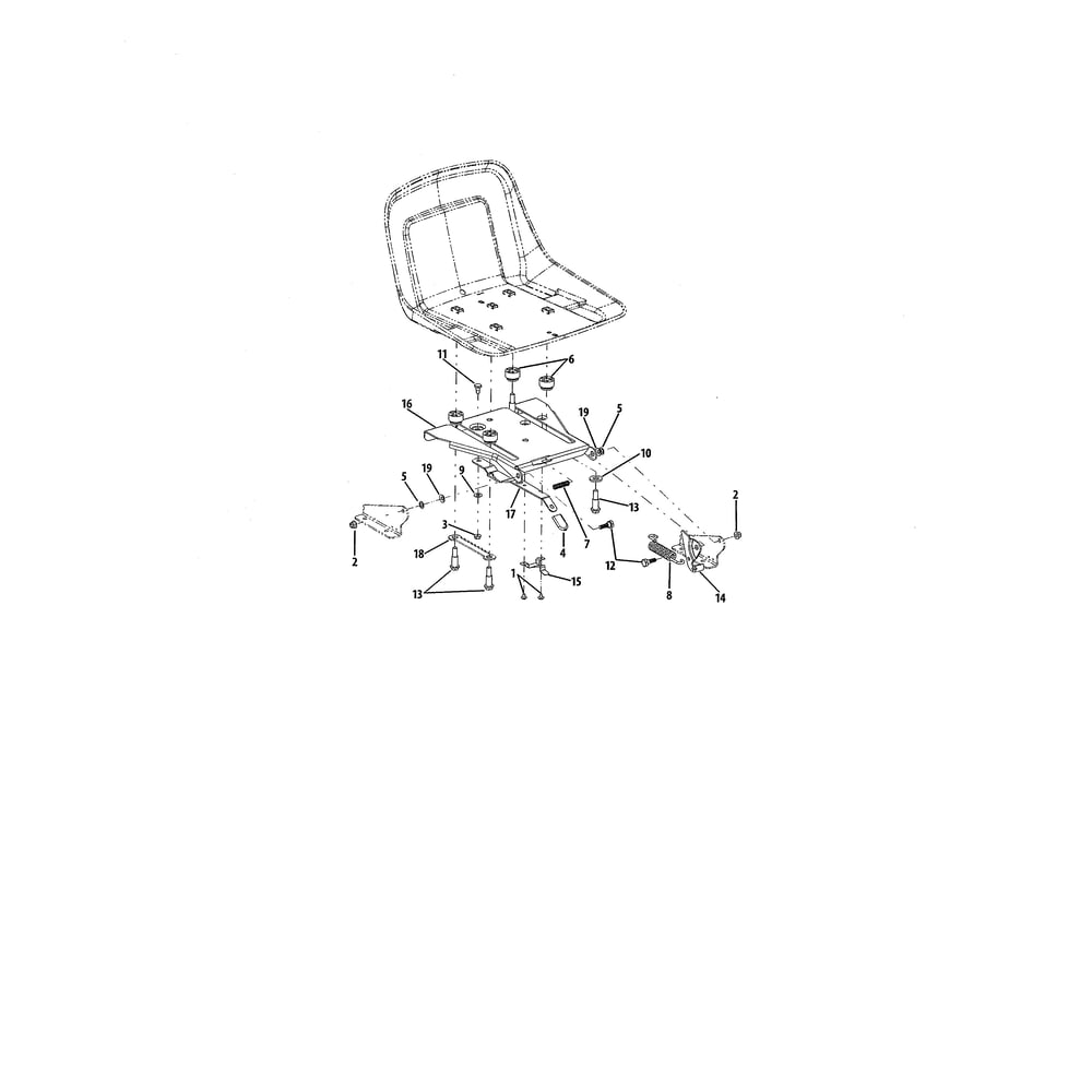 Seat Adjustment 1 Diagram and Parts List for 893999  Cub Cadet Lawn Tractor